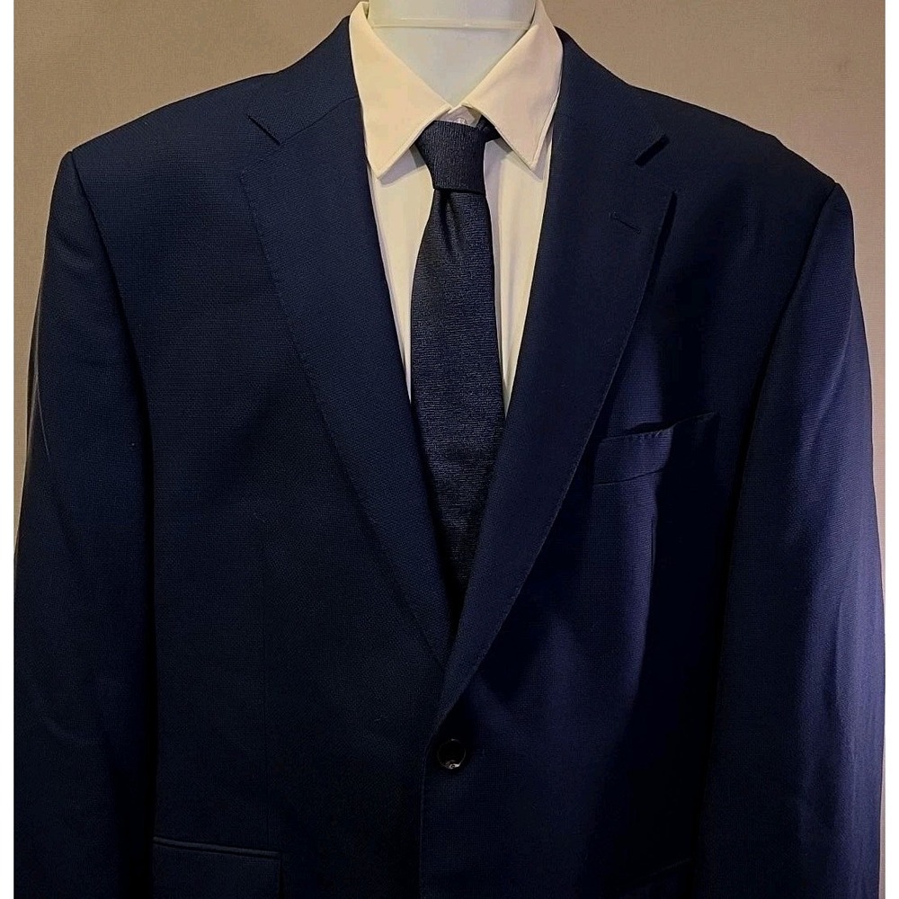 Hugo Boss Mens 46R Blue Virgin Wool Stretch Blazer Sport Coat Lanificio Tesse